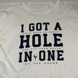 Life‎ Is Good Crusher Long Sleeve T-Shirt Men's Large White Golf Theme Navy Text